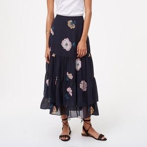 LOFT Tiered Maxi Skirt in Floral Peony Pattern